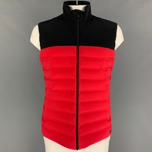 AZTECH Dale of Aspen Size L Red Black Color Block Quilted Polyamide Blend Vest